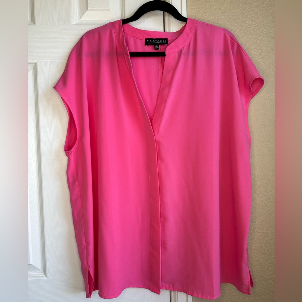 Eloquii Notch Collar Blouse. Size: 22, Color: Pink